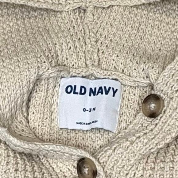 Old Navy Textured Cardigan Sweater Hoodie Girls/Boys 0-3M Cream Cotton - Picture 5 of 7